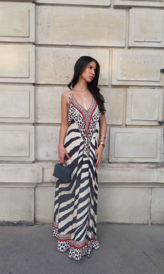 Robe longue fluide imprimée – Serena