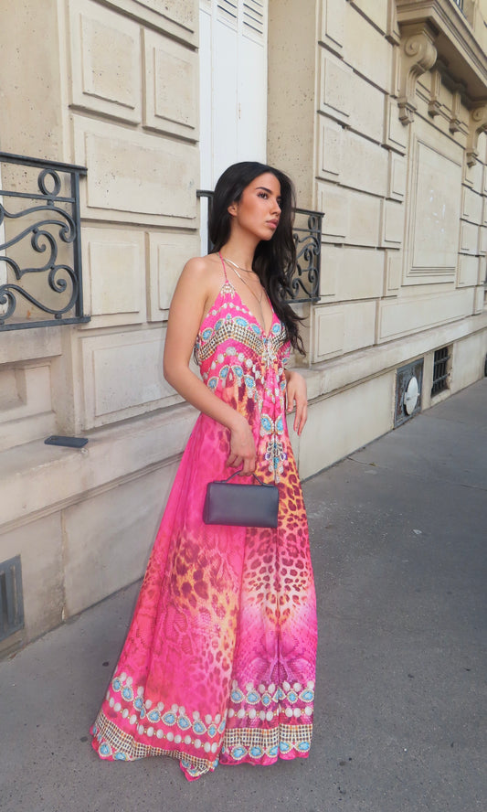 Robe longue fluide imprimée – Zahra