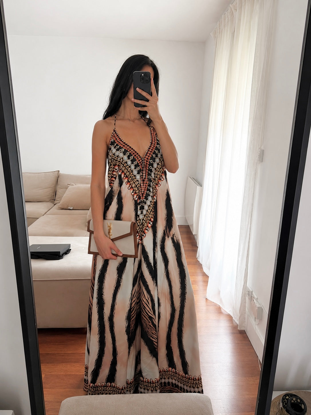 Robe longue fluide imprimée – Alba